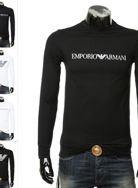 Armani/阿玛尼EA 鹰标 男士纯棉修身长袖圆领T恤 8N1TN8 1JPZZ