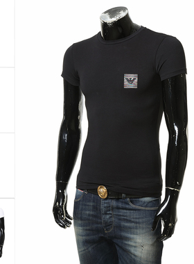 Armani/阿玛尼EA 男士鹰标修身弹力时尚短袖T恤 EM000375 AF10798