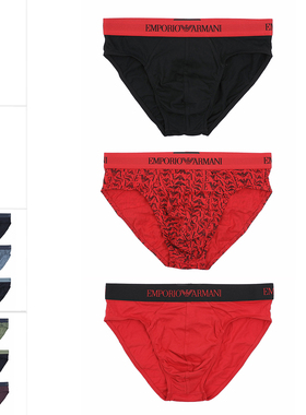 Armani/阿玛尼EA 男士时尚鹰标3件装三角裤内裤 111624 4F722