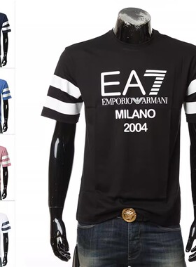 Armani/阿玛尼EA7 男士字母印花短袖圆领T恤 3RUT03 PJ7CZ