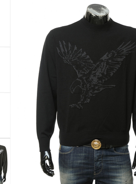 Armani/阿玛尼AX 男士时尚休闲圆领大鹰标保暖毛衣 6DZM1C ZMM9Z