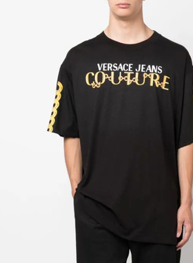 Versace/范思哲VJ 男士潮牌奢华金链休闲短袖T恤 75GAHF01 CJ00F