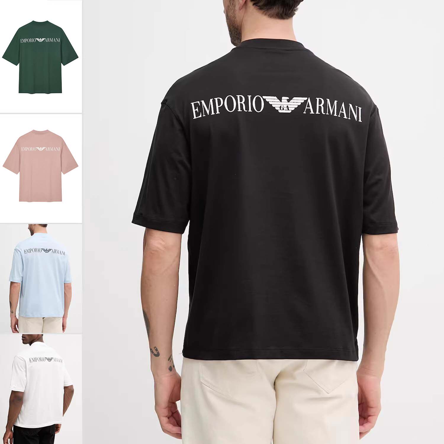 Armani/阿玛尼EA 男士鹰标时尚休闲圆领短袖T恤 EM005737 AF24470