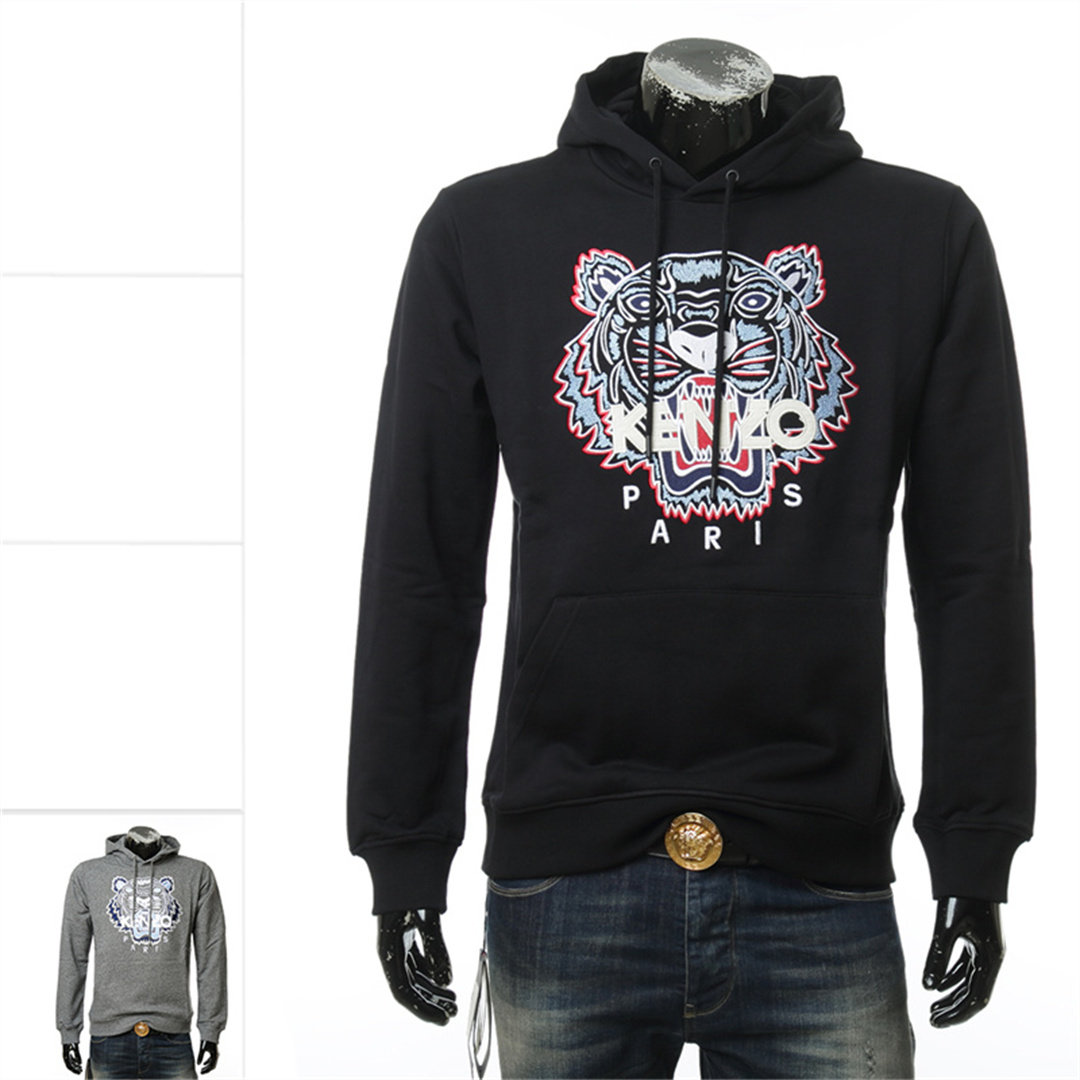 kenzo正品  刺绣虎头图案 男士休闲套头连帽卫衣 fa55sw4154xa