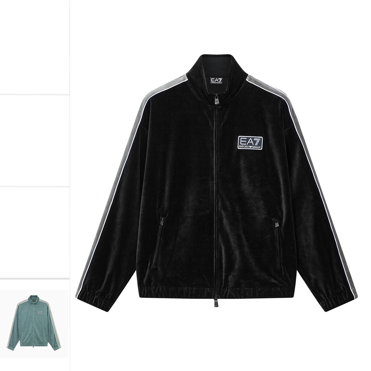 Armani/阿玛尼EA7 男丝绒保暖运动外套开衫卫衣 7M002503 AF26044