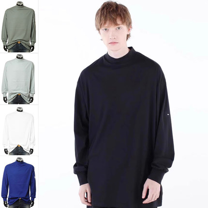 Y3 Y-3 潮牌纯色简约上衣男士纯棉半高领宽版长袖T恤IB4775