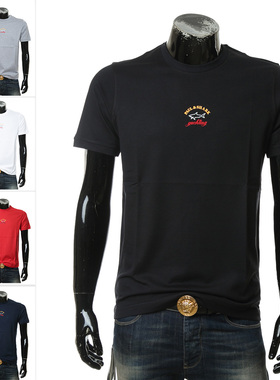 PAUL & SHARK鲨鱼 正品 男士针织纯棉logo印花短袖圆领T恤C0P1096