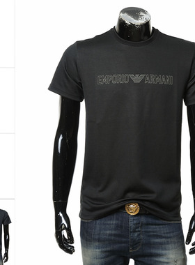 Armani/阿玛尼EA 男士鹰标潮牌休闲圆领短袖T恤 EM000377,AF10791