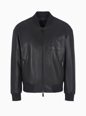 Armani/阿玛尼AX 男士时尚休闲棒球领皮衣夹克外套 6DZB23 ZE1CZ