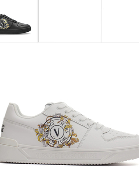 Versace/范思哲VJ 男士奢潮印花真皮小白鞋休闲鞋 78YA3SJ1 ZPB15