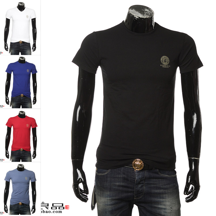 Versace/范思哲海外直邮美杜莎修身弹力男士打底短袖T恤AUU01005