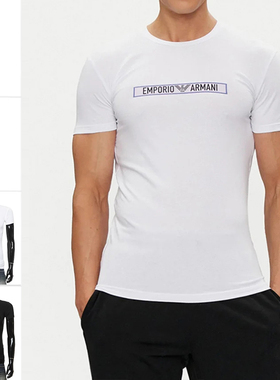Armani/阿玛尼EA 男士鹰标修身弹力时尚圆领短袖T恤 111035 4R517