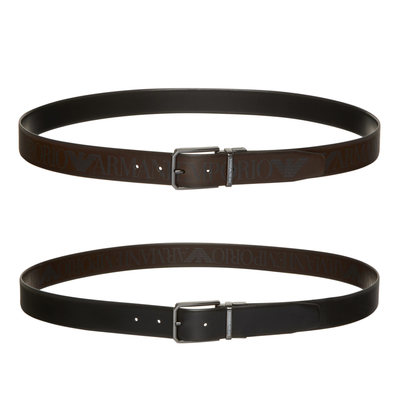 阿玛尼男士真皮2面用针扣皮带