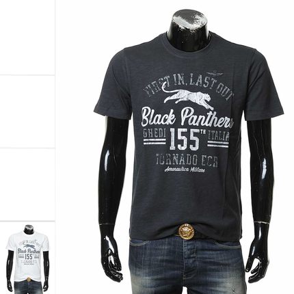 AERONAUTICA MILITARE空军男士做旧猎豹印花短袖T恤251TS2413J686