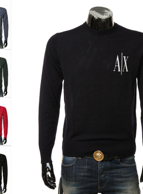 Armani/阿玛尼AX 叁仟良品 男士纯羊毛保暖圆领毛衣8NZM4R ZM8AZ