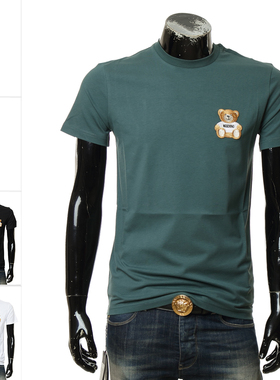 moschino/莫斯奇诺男士潮牌经典刺绣小熊休闲短袖T恤 V0723,2041