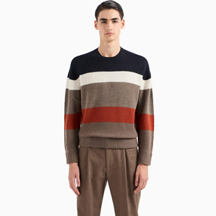 阿玛尼EA 6R1MXU 男士 拼色纯羊毛保暖毛衣 1MMDZ 时尚 Armani