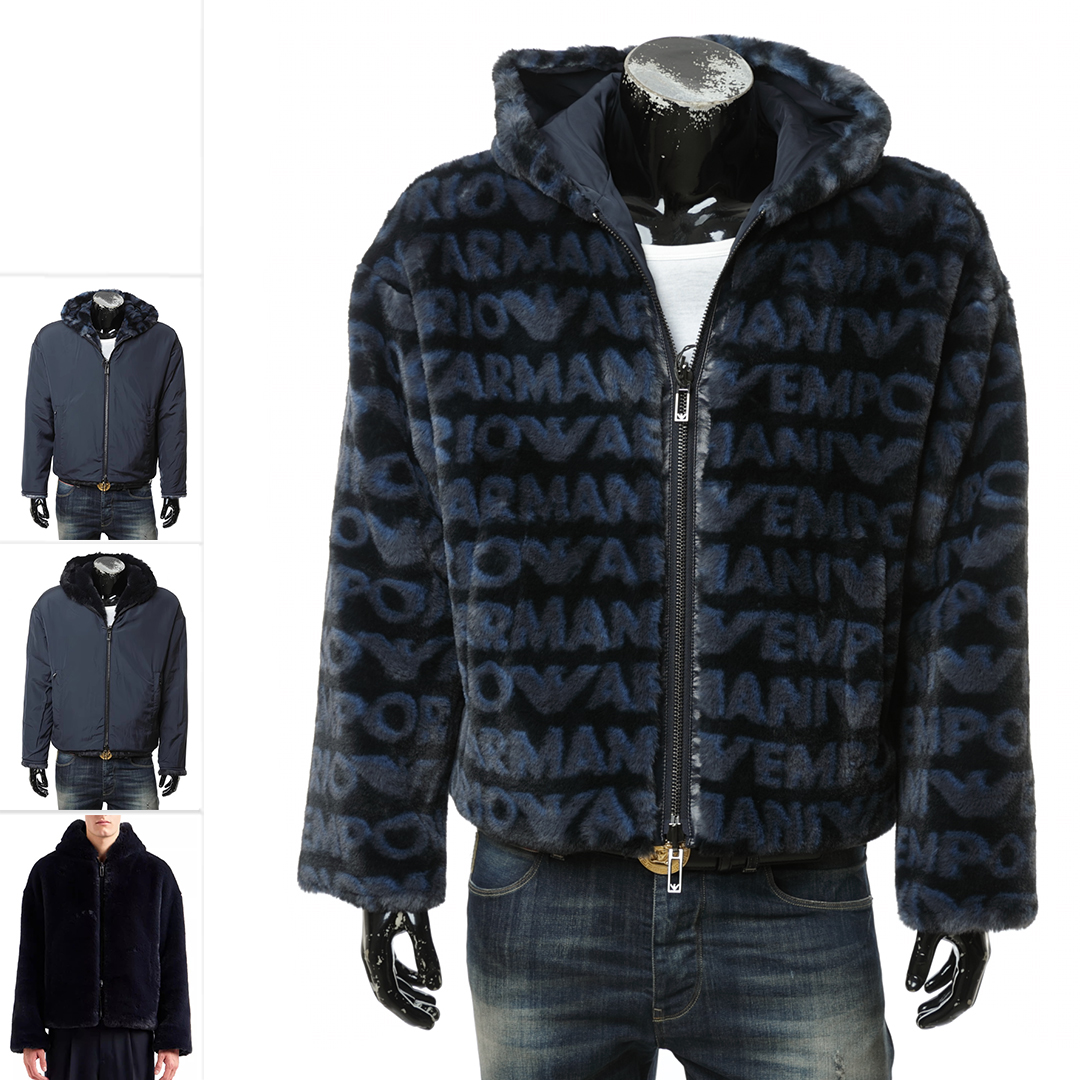 Armani/阿玛尼男士连帽毛绒外套