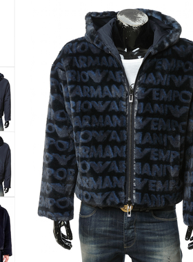 Armani/阿玛尼EA男士奢华保暖2面穿连帽毛夹克外套 6D1BD8 1NUTZ
