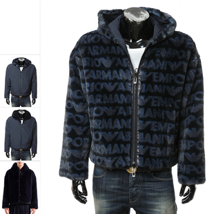 6D1BD8 奢华保暖2面穿连帽毛夹克外套 1NUTZ 阿玛尼EA男士 Armani