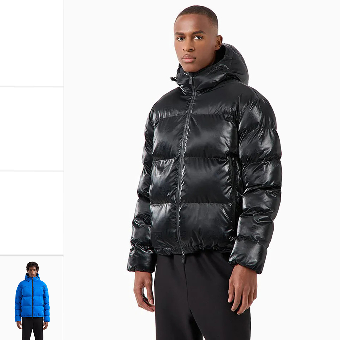 阿玛尼男士连帽棉夹克