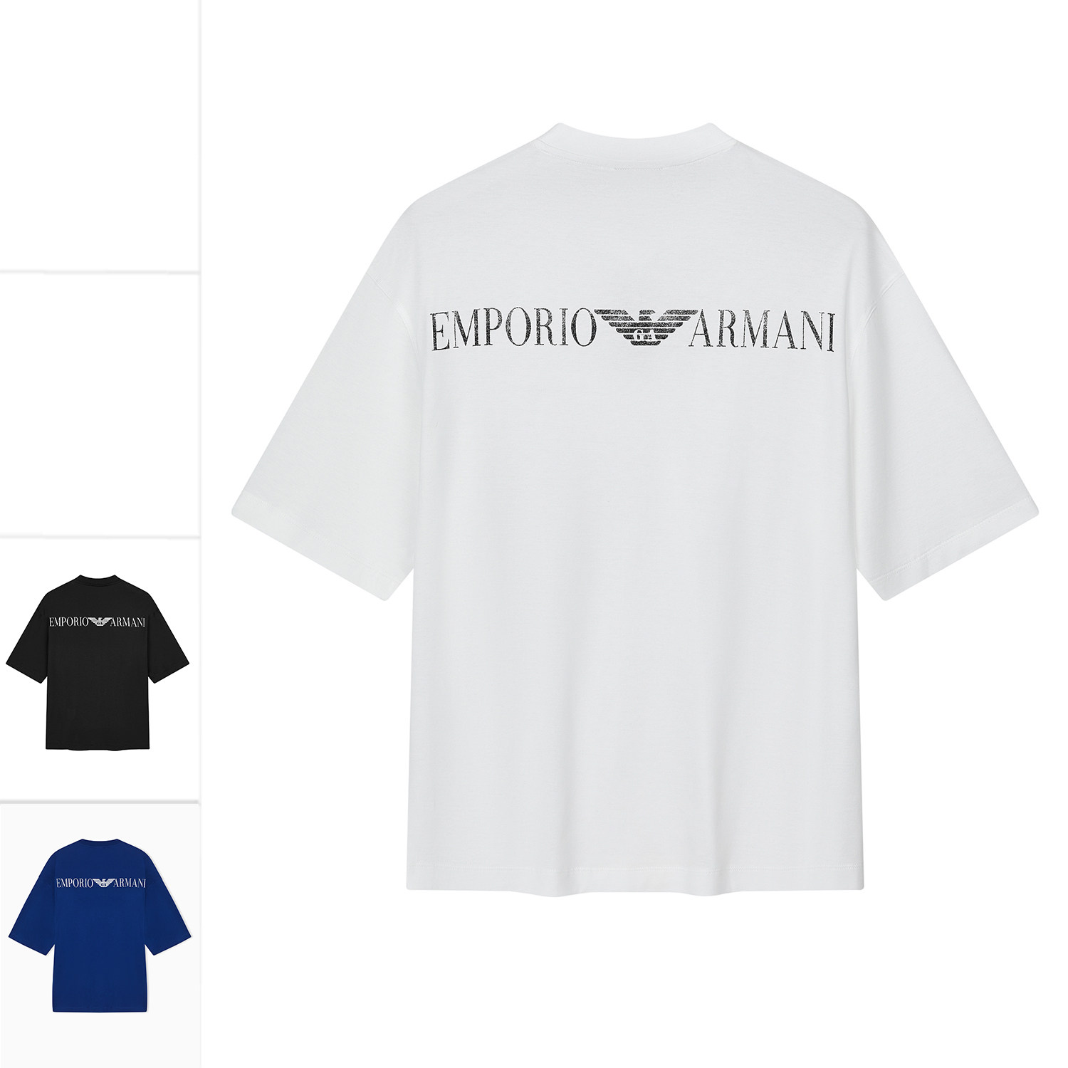 Armani/阿玛尼EA 男士时尚鹰标宽松V领短袖T恤 EM005277 AF24470 - 实物图
