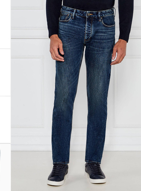 Armani/阿玛尼EA 男士时尚鹰标修身长裤牛仔裤 EM000668 AF17486