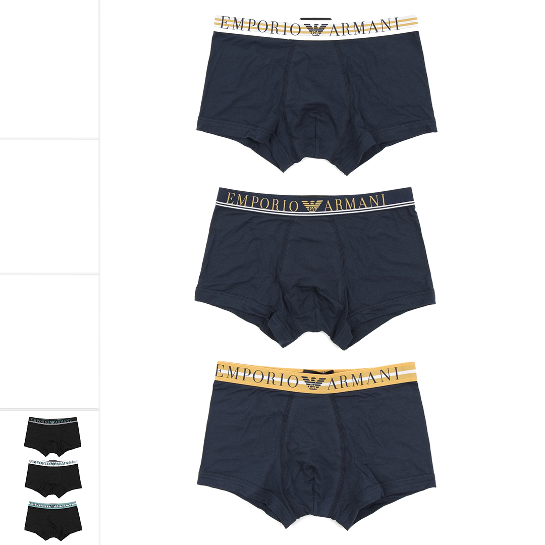 Armani/阿玛尼EA 男士舒适透气3件装平角四角内裤 111357 3F723
