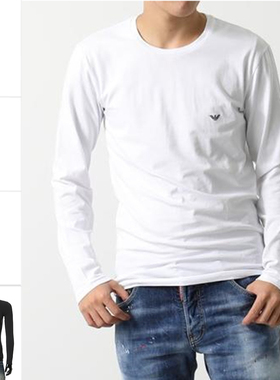 Armani/阿玛尼EA 男士时尚鹰标修身弹力打底长袖T恤 111023 CC729