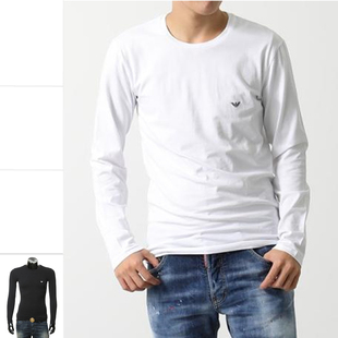 时尚 鹰标修身 弹力打底长袖 Armani 111023 男士 T恤 CC729 阿玛尼EA