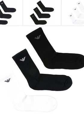 Armani/阿玛尼EA 男士鹰标3双装保暖长筒袜子 EM000554 AF14499