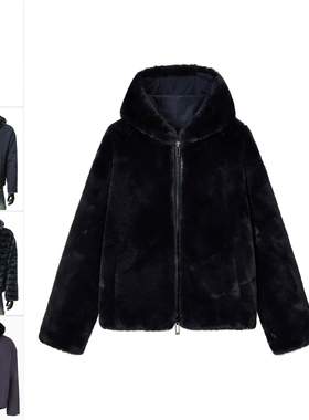 Armani/阿玛尼EA男士奢华保暖2面穿连帽毛夹克外套 6D1BD8 1NUTZ