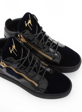 GIUSEPPE ZANOTTI GZ 男士奢潮丝绒金标拉链高帮休闲鞋 RU50003