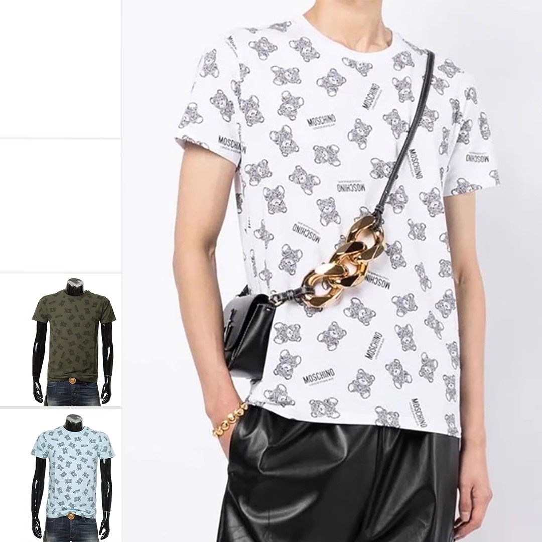 moschino/莫斯奇诺男士时尚百搭经典小熊圆领短袖t恤 a1907 8111