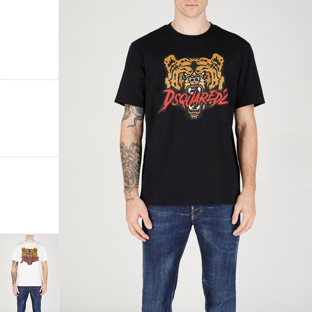 DSQUARED2 D2次方 男士奢潮虎头时尚短袖T恤 S74GD1316 D20014