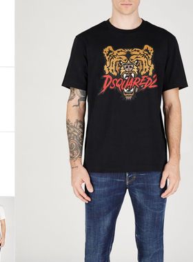 DSQUARED2 D2次方 男士奢潮虎头时尚短袖T恤 S74GD1316 D20014