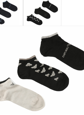 Armani/阿玛尼EA 男士鹰标3双装时尚短筒袜子 EM000549 AF13202
