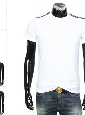 Armani/阿玛尼EA 男士修身弹力时尚休闲短袖T恤 EM000384 AF10779