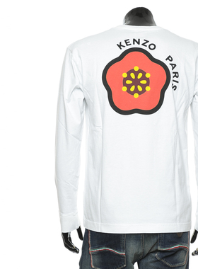 KENZO高田贤三 男士潮牌大红花时尚休闲圆领长袖T恤 FF55TS5314SG