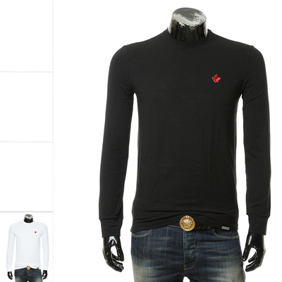 D2次方男士枫叶刺绣修身长袖T恤