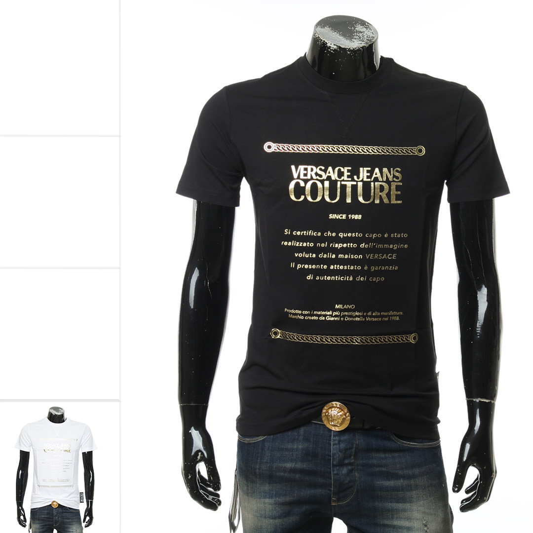 Versace/范思哲VJ 烫金男士休闲百搭圆领短袖T恤 B3GVA7TA 30319