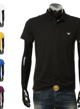 Armani/阿玛尼EA 男士刺绣鹰标纯棉休闲短袖POLO衫 211804 4R482