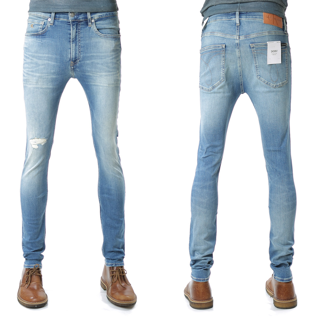 Calvin Klein/凯文克莱CK 男士修身破洞长裤牛仔裤 J30J315477