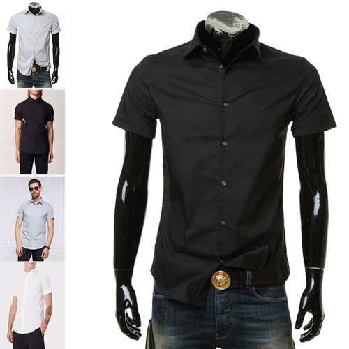 阿玛尼海外直邮刺绣鹰标短袖衬衫