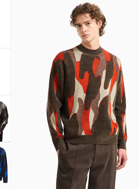 Armani/阿玛尼AX 男士时尚休闲迷彩保暖毛衣针织衫 6DZM1J ZM4HZ