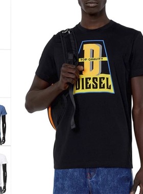 Diesel迪赛 潮牌 男士印花休闲短袖圆领T恤 A10376 0GRAI