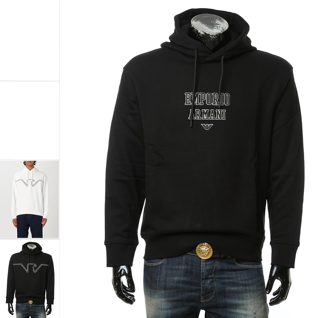 阿玛尼男士刺绣连帽卫衣