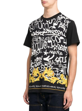 Versace/范思哲VJ 男士潮牌印花时尚休闲短袖T恤 75GAH6SG JS221