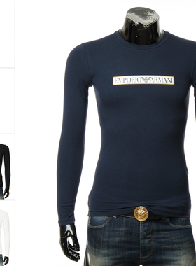 Armani/阿玛尼EA 男士鹰标修身弹力打底衫长袖T恤 111023 3F517
