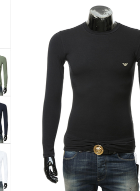 Armani/阿玛尼EA 男士时尚鹰标修身弹力打底长袖T恤111023 4F512